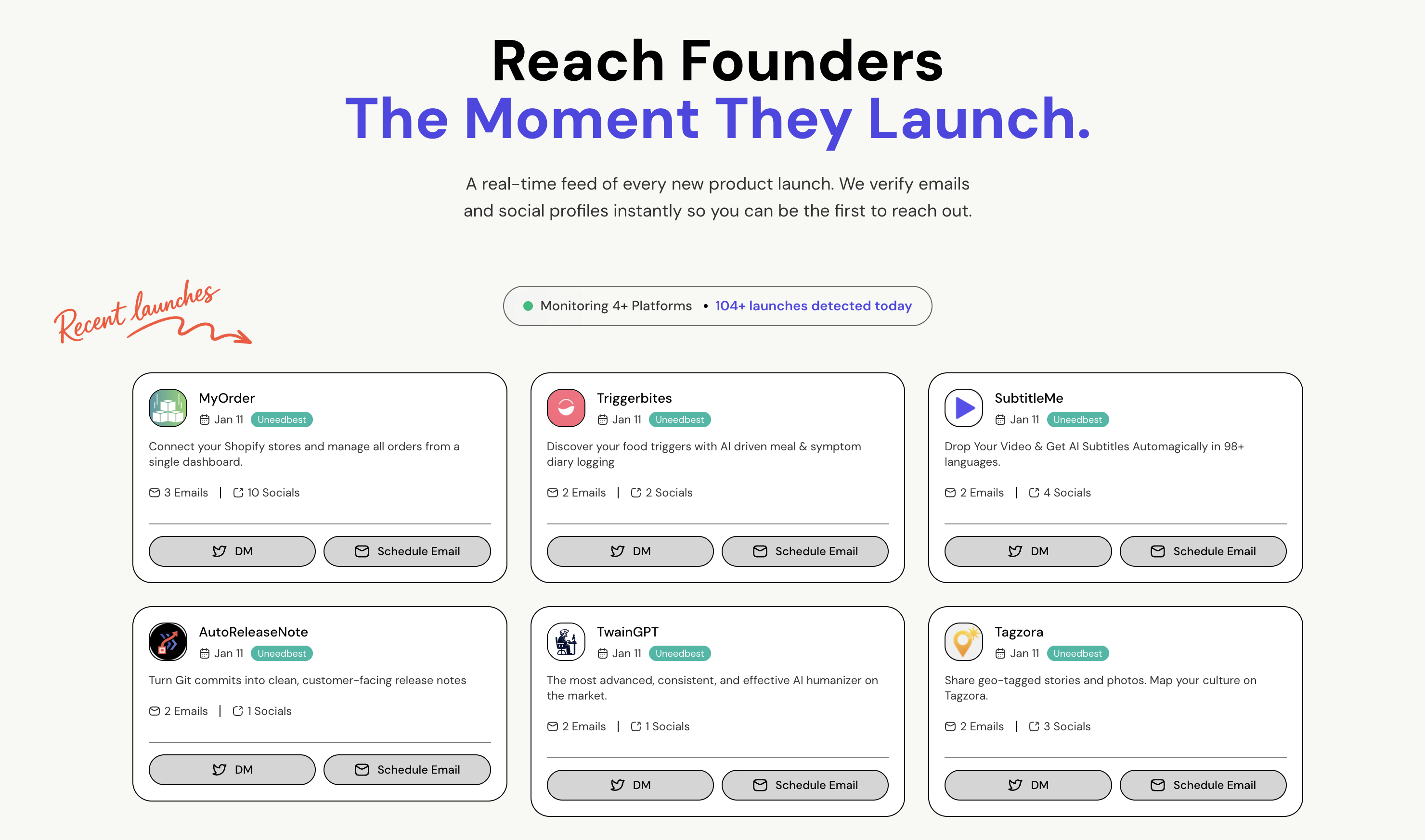 Founder DB - Reach Founders The Moment They Launch